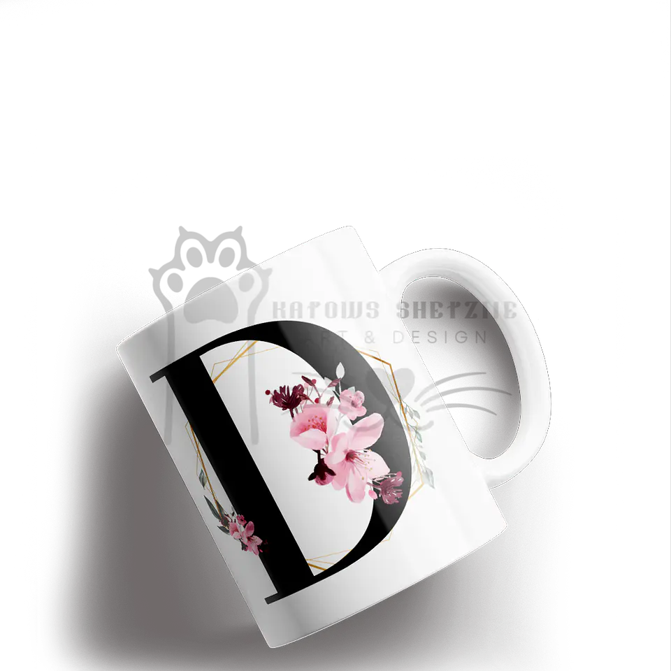 Inicial Floral -  Caneca Personalizada 4
