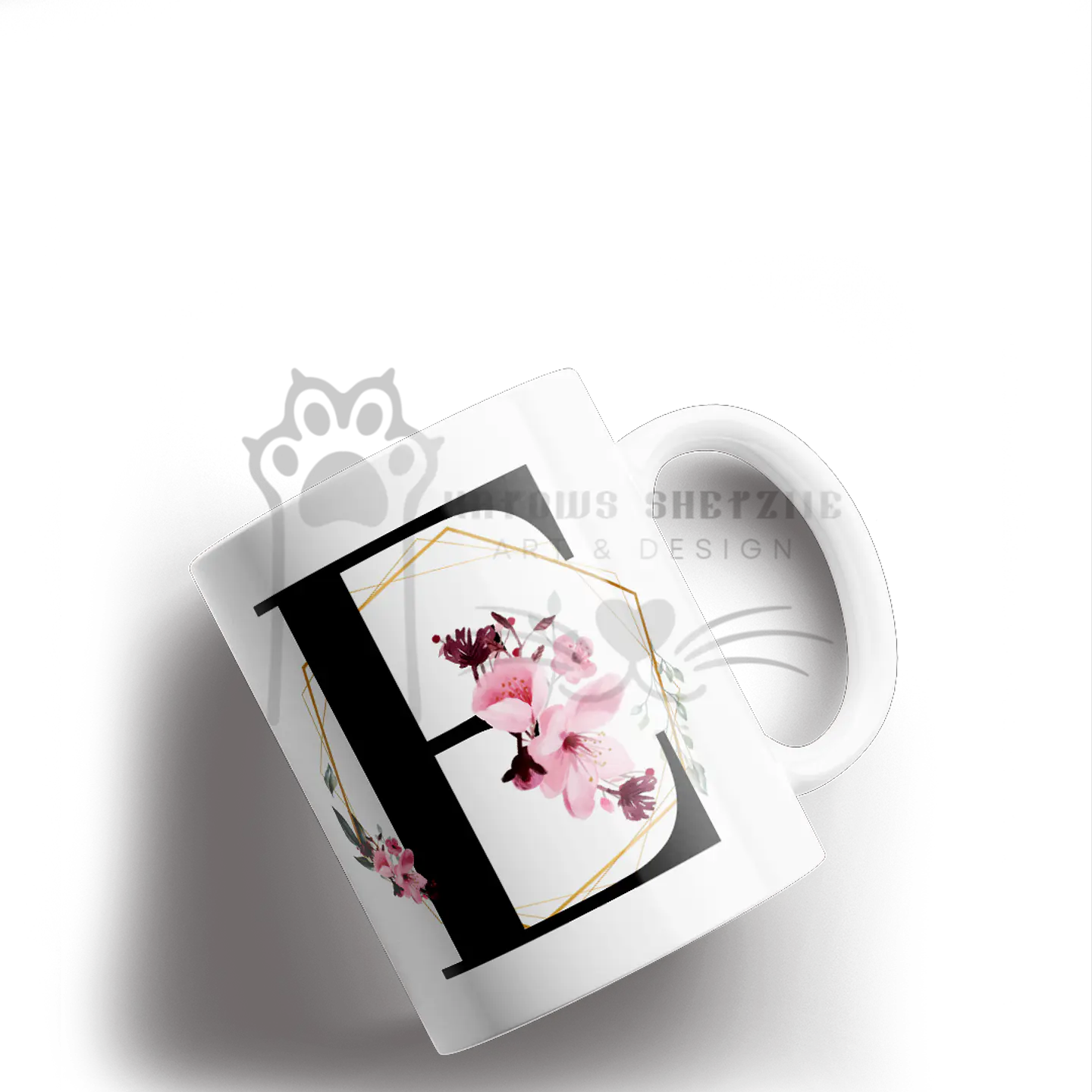 Inicial Floral -  Caneca Personalizada 5