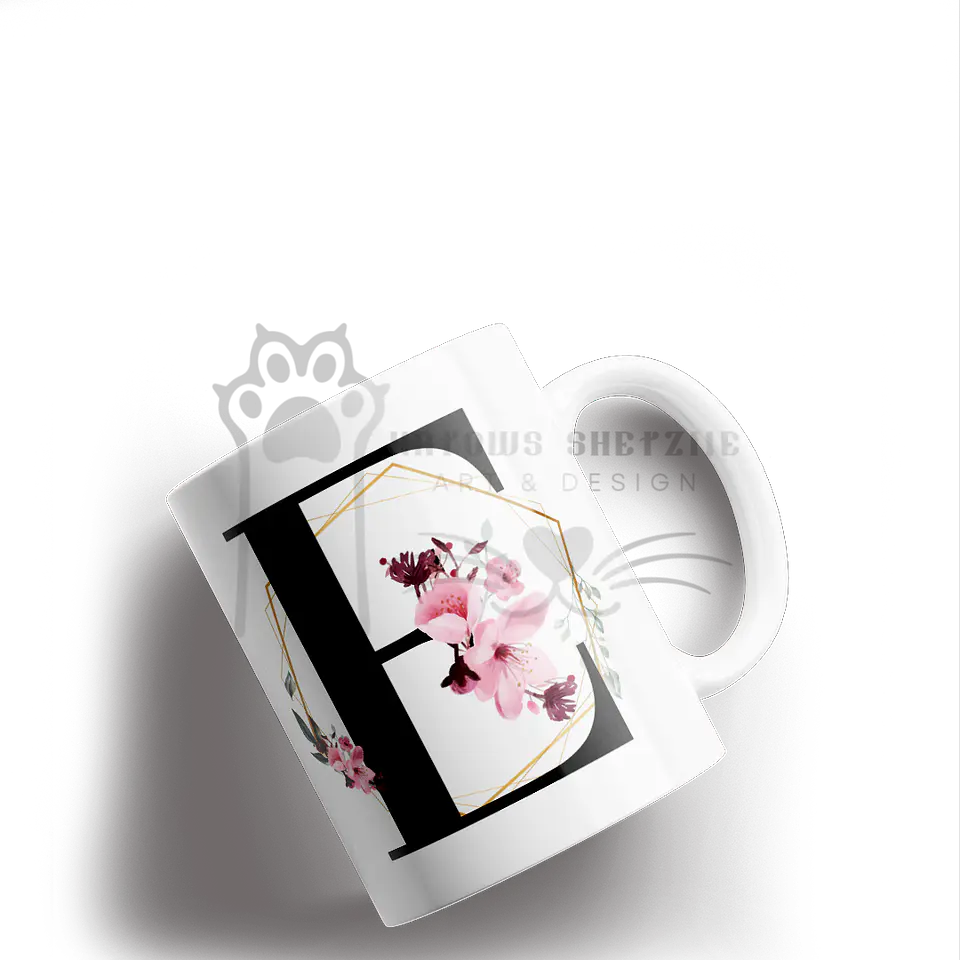 Inicial Floral -  Caneca Personalizada 5