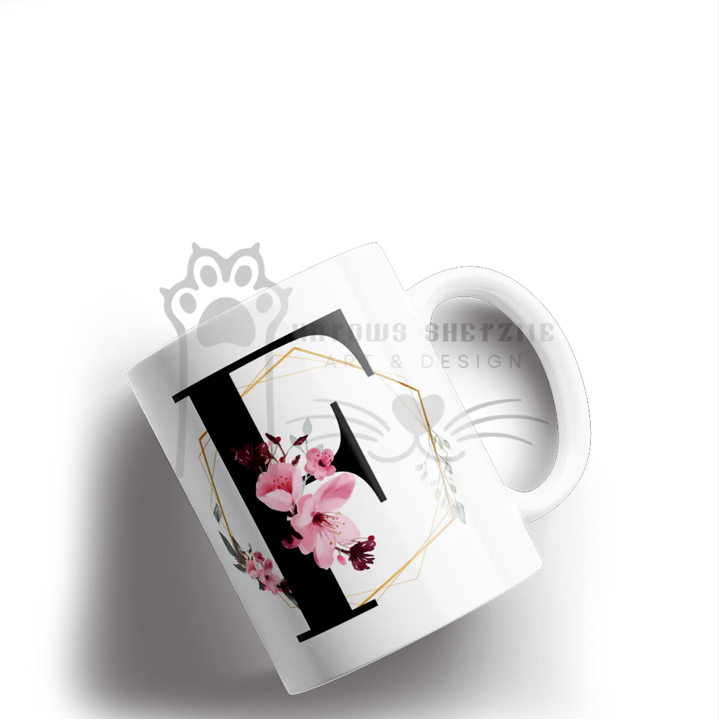 Inicial Floral -  Caneca Personalizada 6