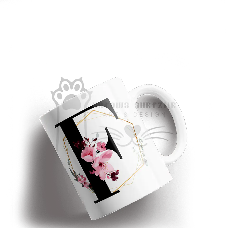 Inicial Floral -  Caneca Personalizada 6