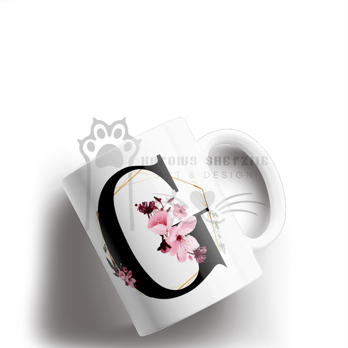 Inicial Floral -  Caneca Personalizada 7