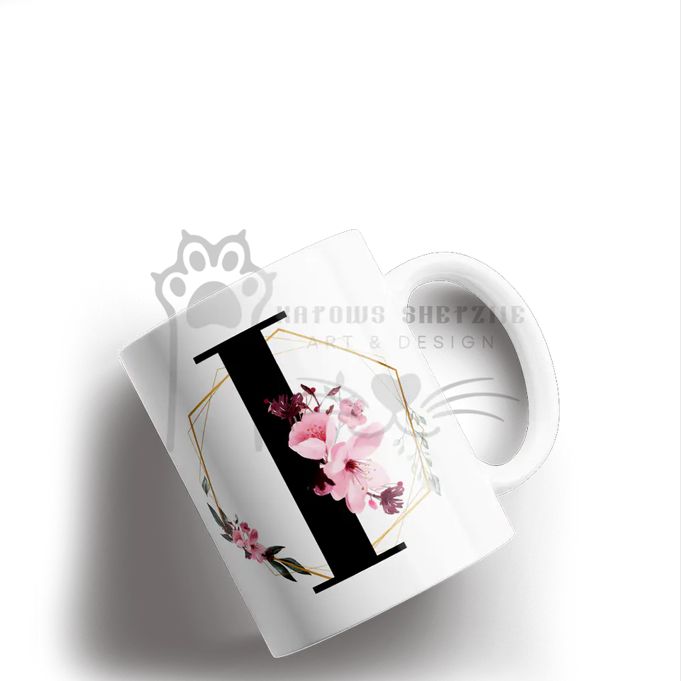 Inicial Floral -  Caneca Personalizada 9