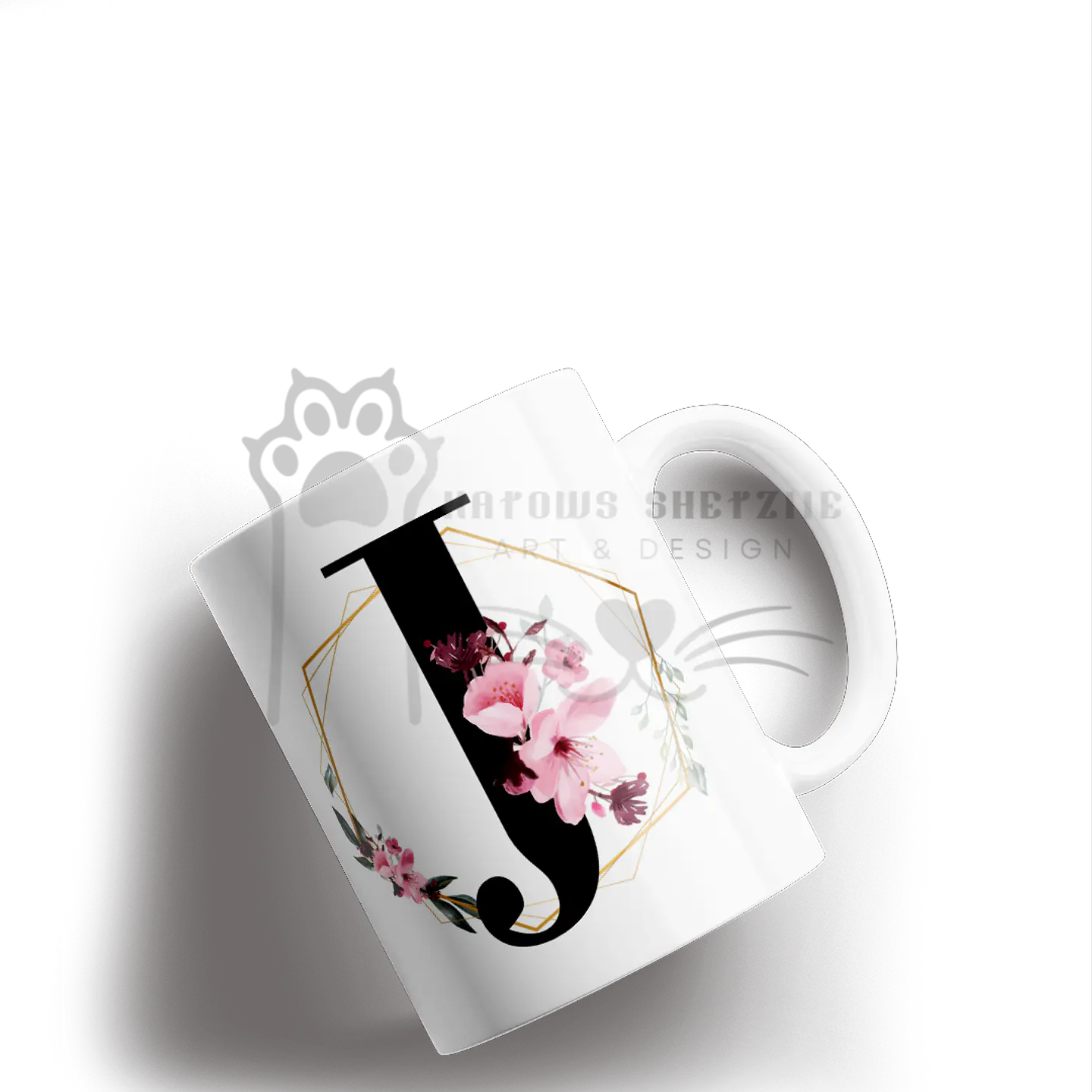 Inicial Floral -  Caneca Personalizada 10