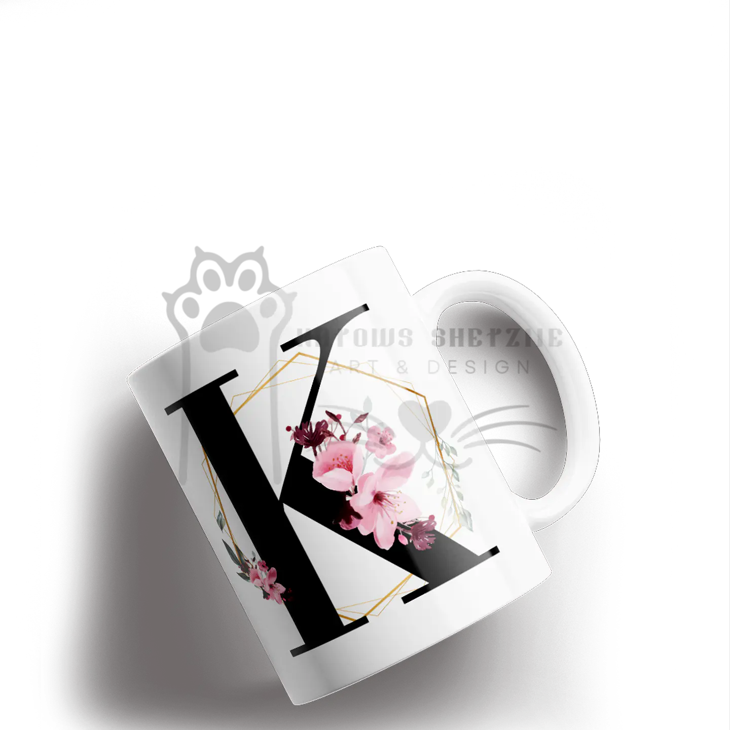 Inicial Floral -  Caneca Personalizada 11