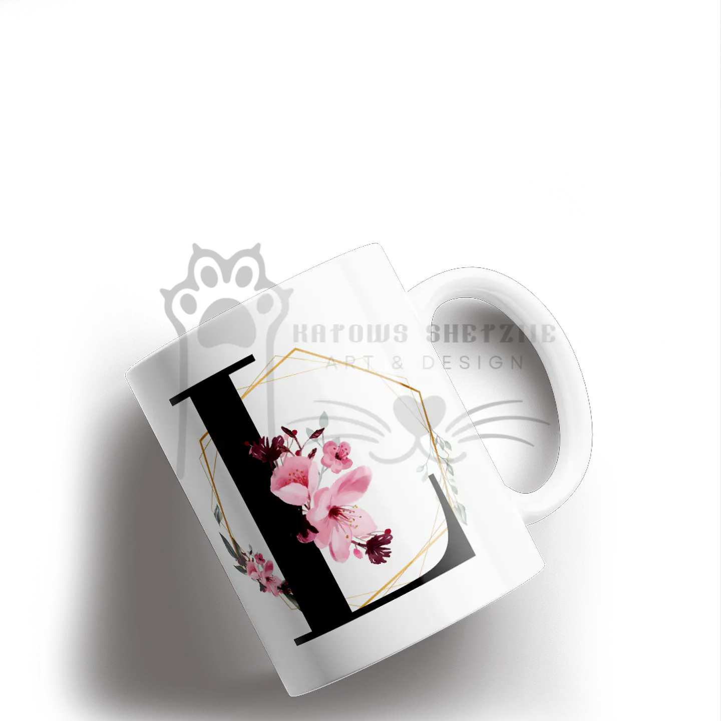 Inicial Floral -  Caneca Personalizada 12