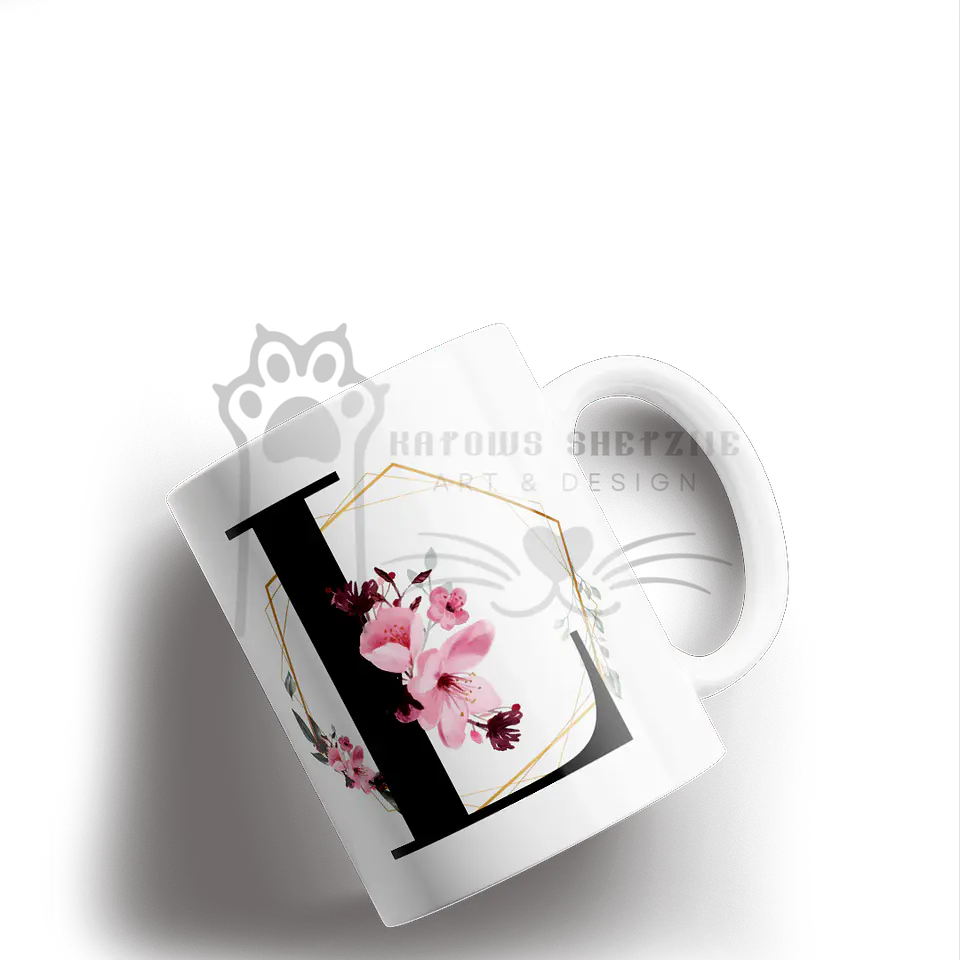 Inicial Floral -  Caneca Personalizada 12