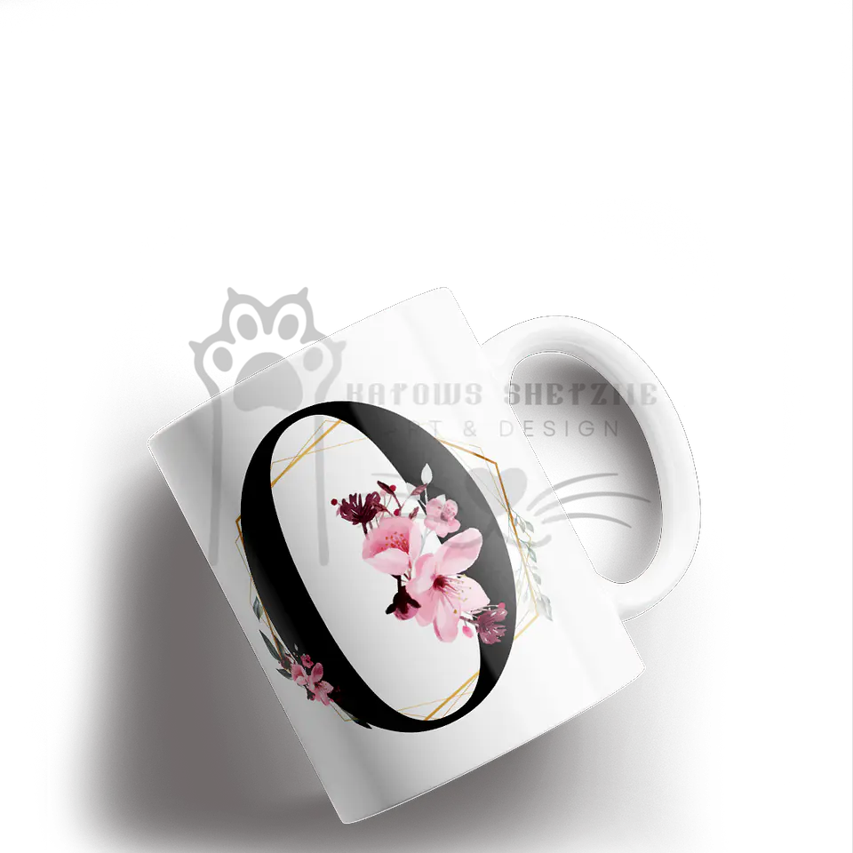 Inicial Floral -  Caneca Personalizada 15