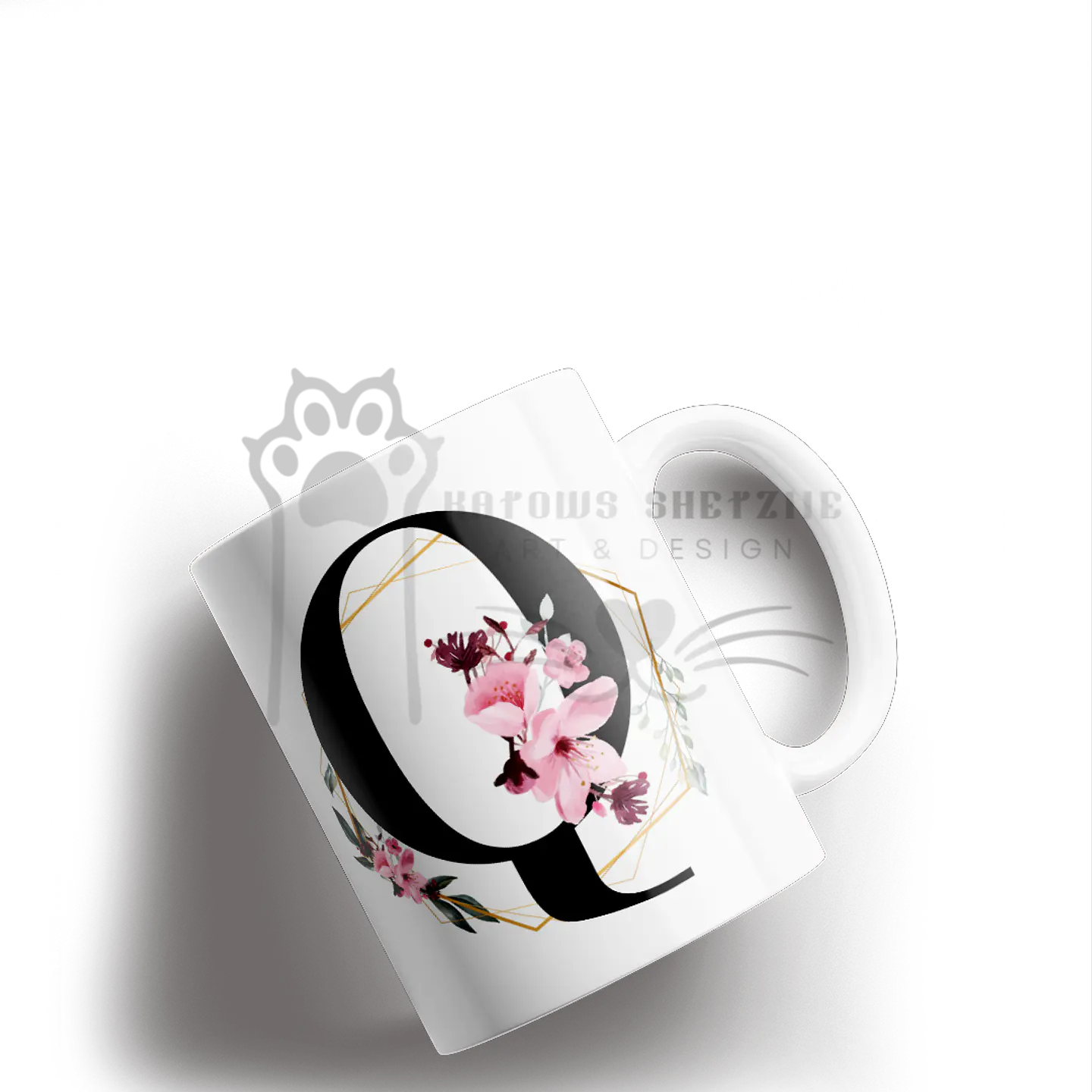 Inicial Floral -  Caneca Personalizada 17