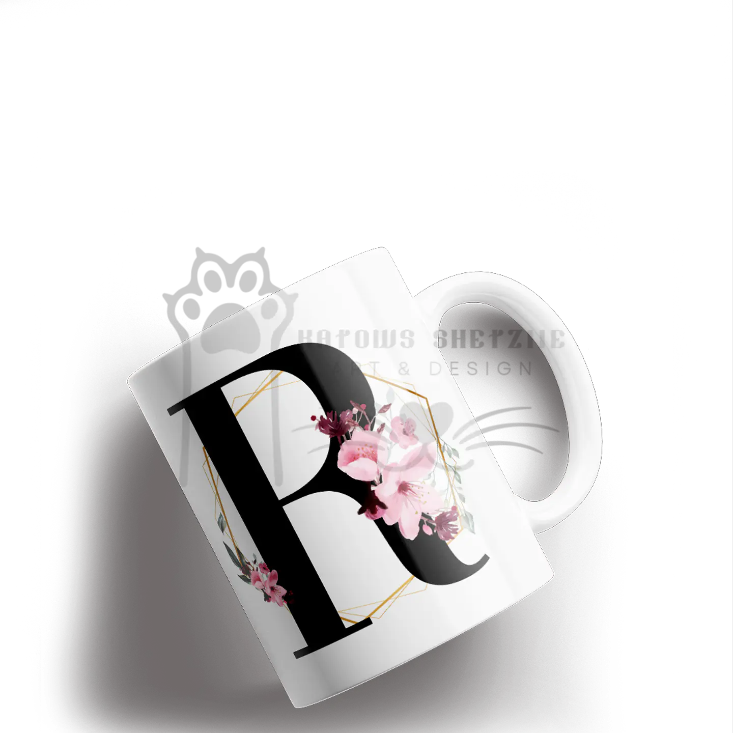 Inicial Floral -  Caneca Personalizada 18