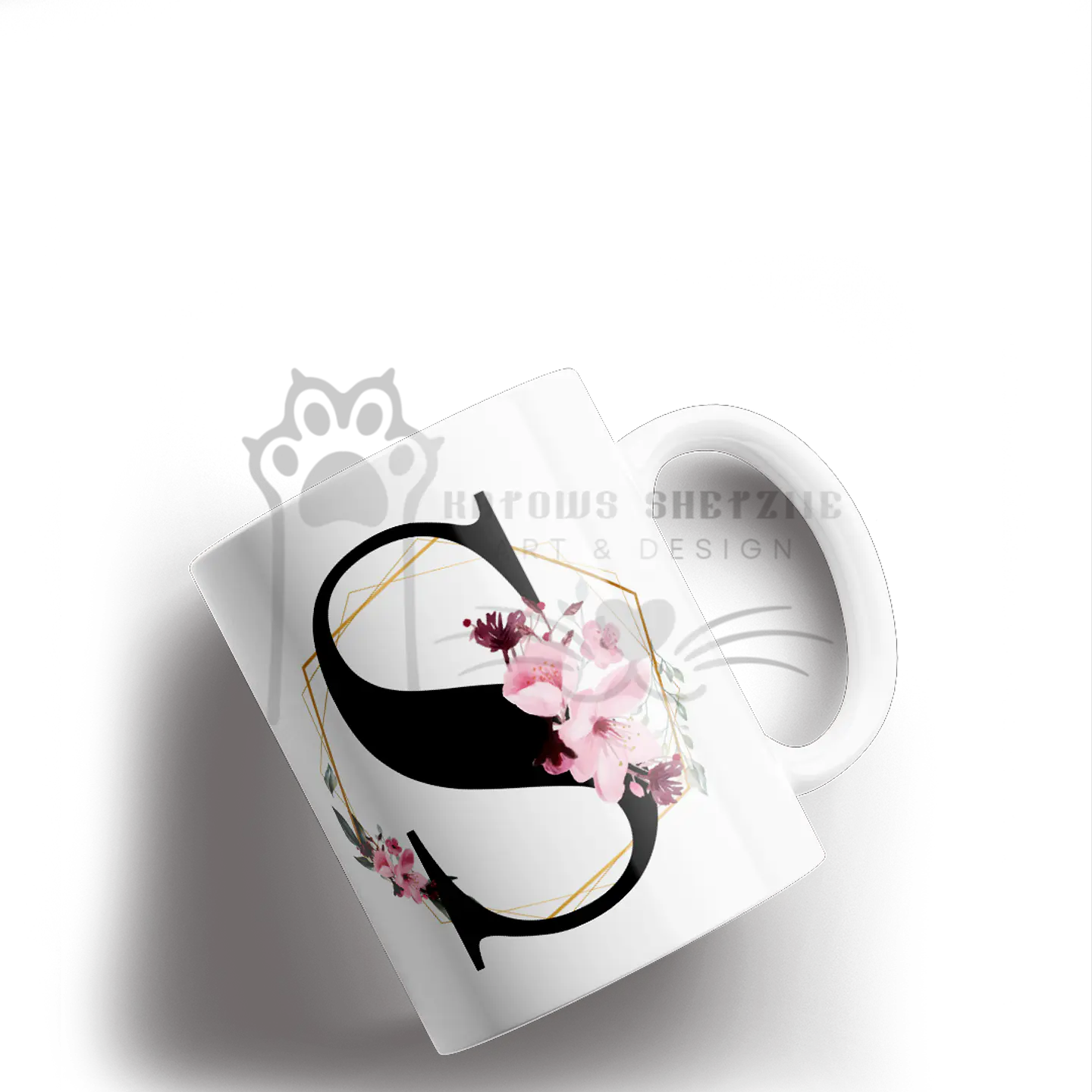 Inicial Floral -  Caneca Personalizada 19
