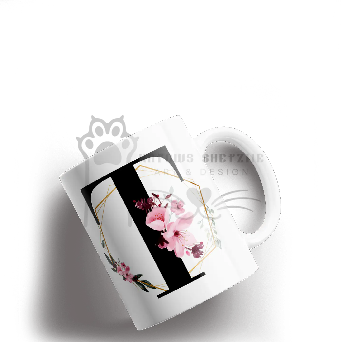 Inicial Floral -  Caneca Personalizada 20
