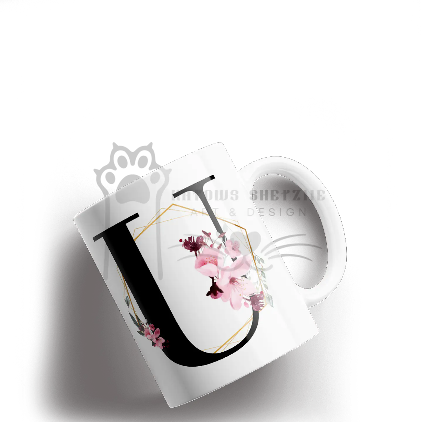 Inicial Floral -  Caneca Personalizada 21