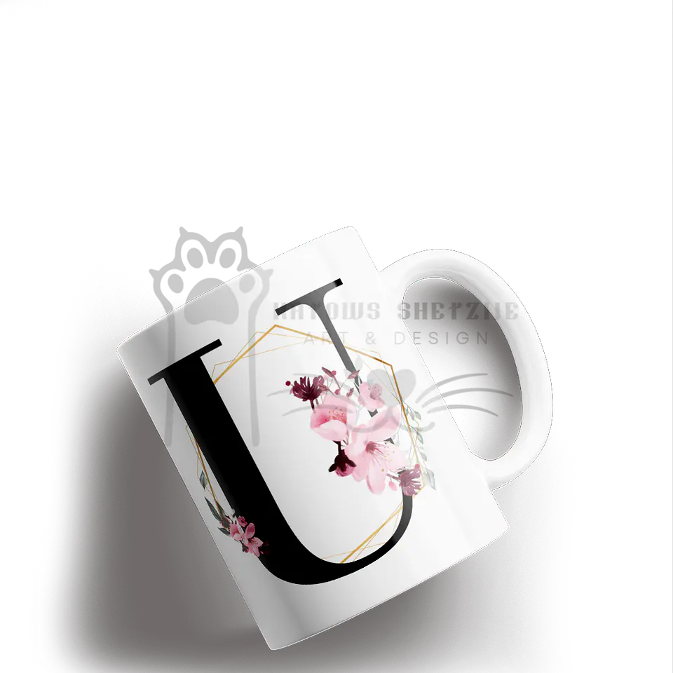Inicial Floral -  Caneca Personalizada 21