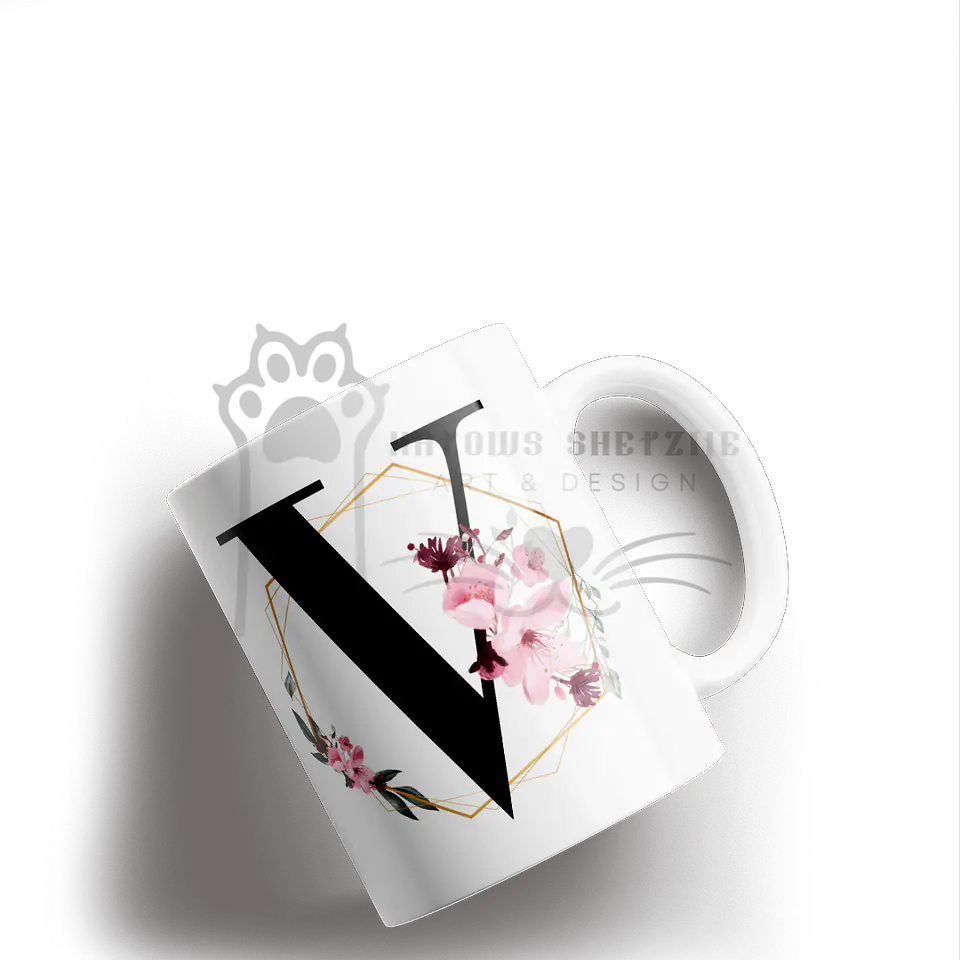 Inicial Floral -  Caneca Personalizada 22