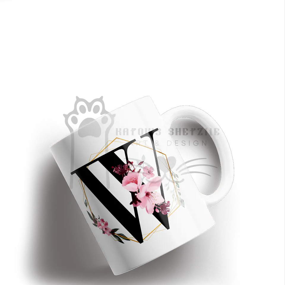 Inicial Floral -  Caneca Personalizada 23