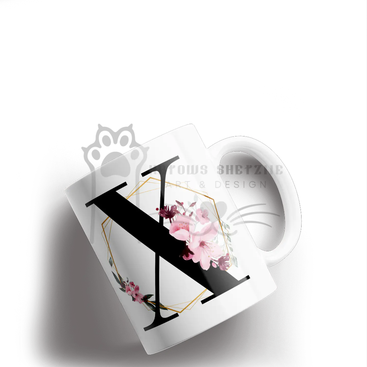 Inicial Floral -  Caneca Personalizada 24