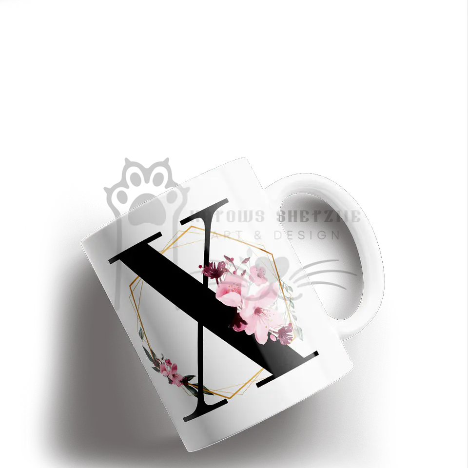 Inicial Floral -  Caneca Personalizada 24