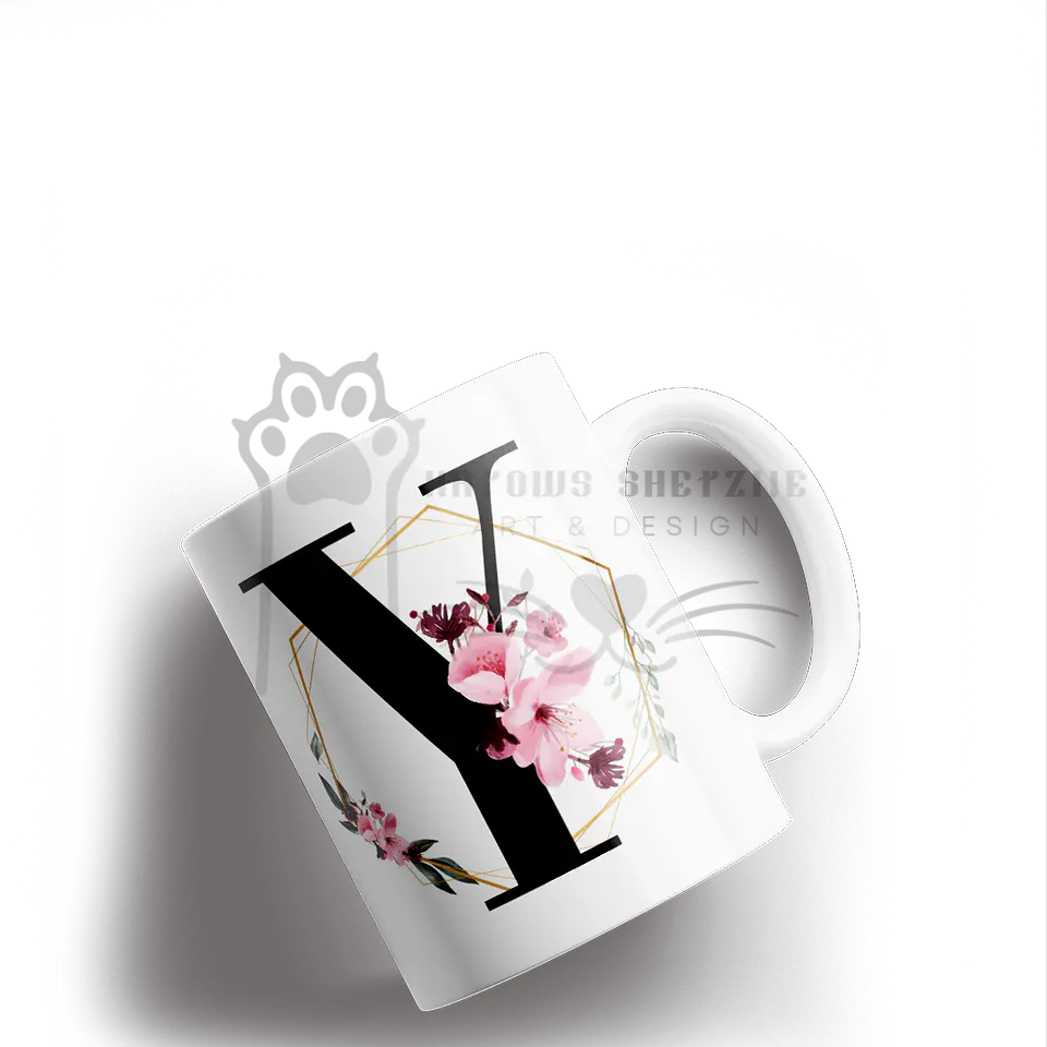 Inicial Floral -  Caneca Personalizada 25