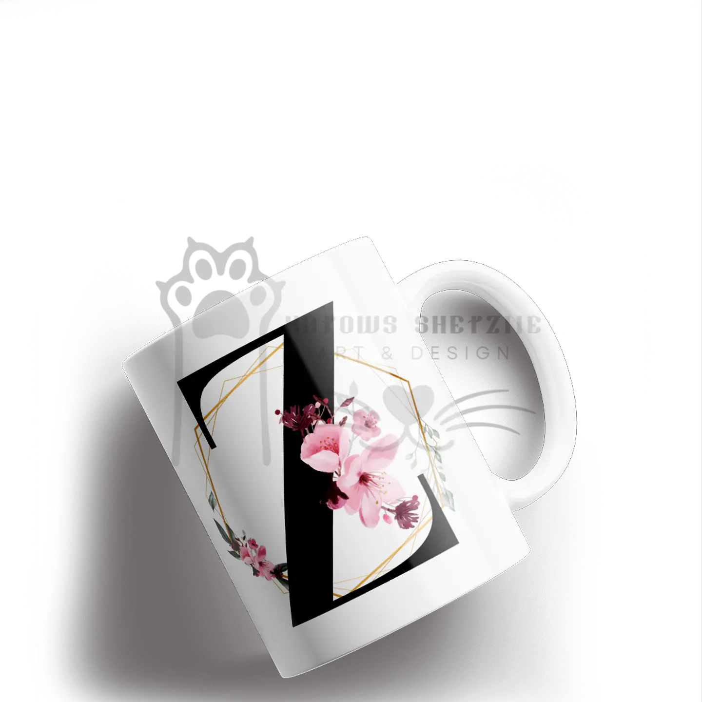 Inicial Floral -  Caneca Personalizada 26