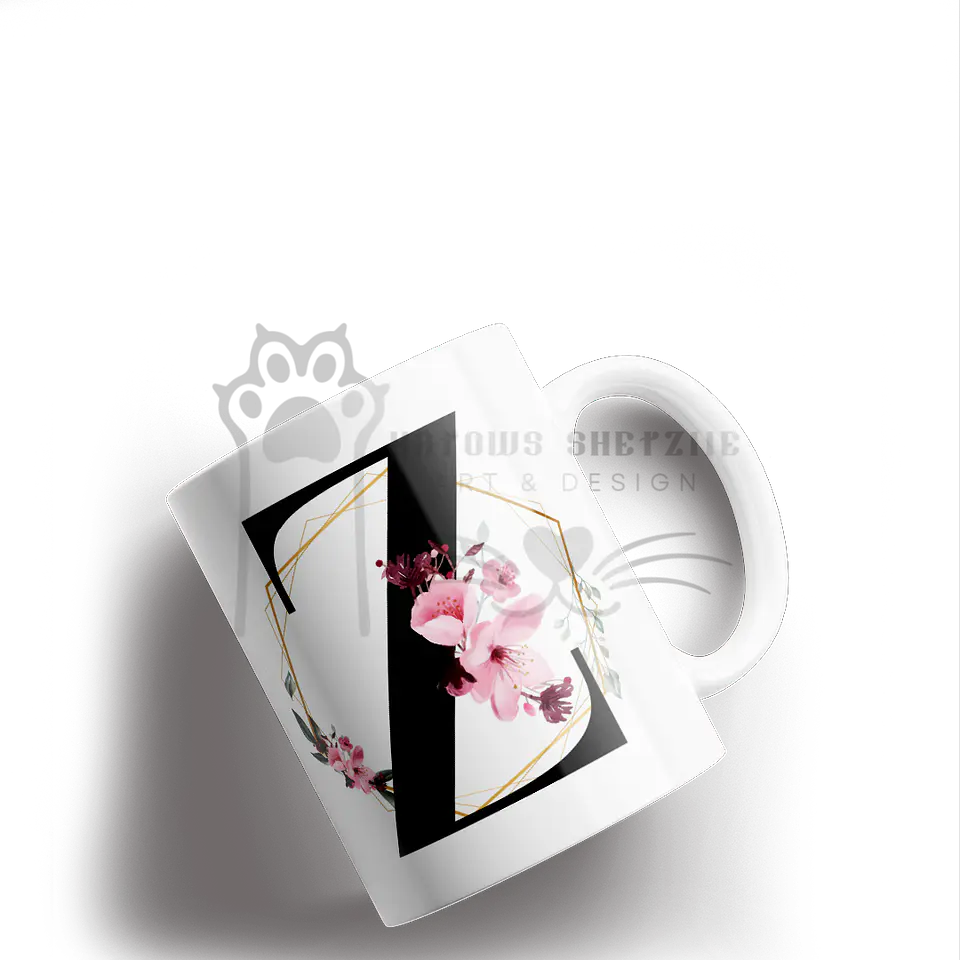 Inicial Floral -  Caneca Personalizada 26