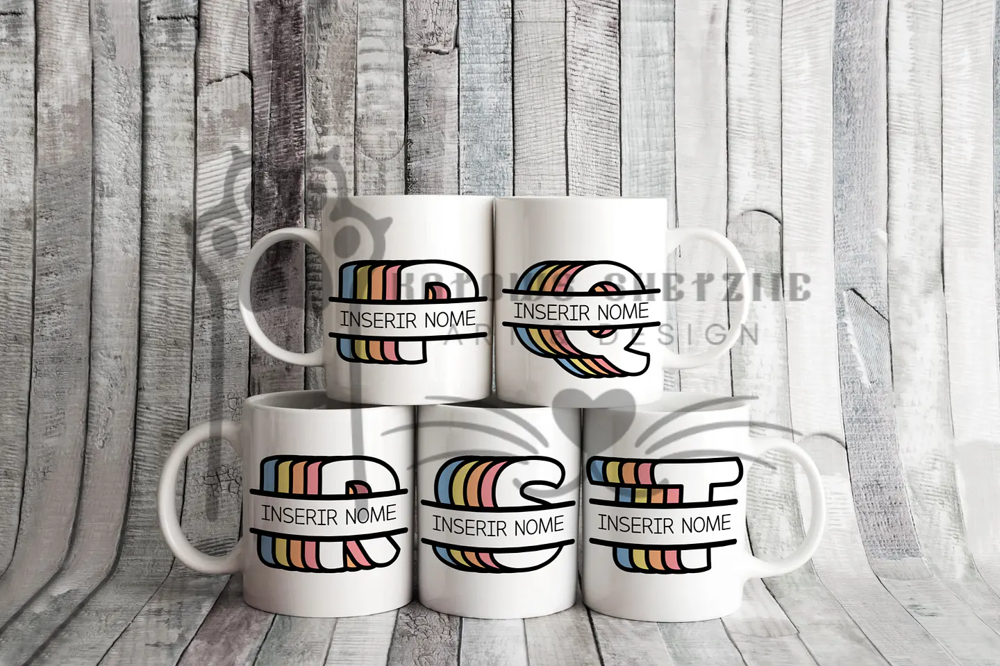Inicial Retro - Caneca Personalizada 4