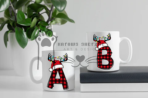 Inicial Rena de Natal -  Caneca Personalizada