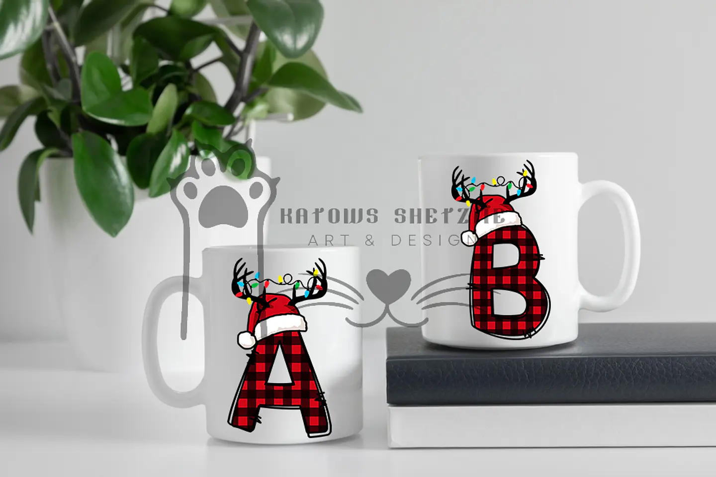 Inicial Rena de Natal -  Caneca Personalizada 1