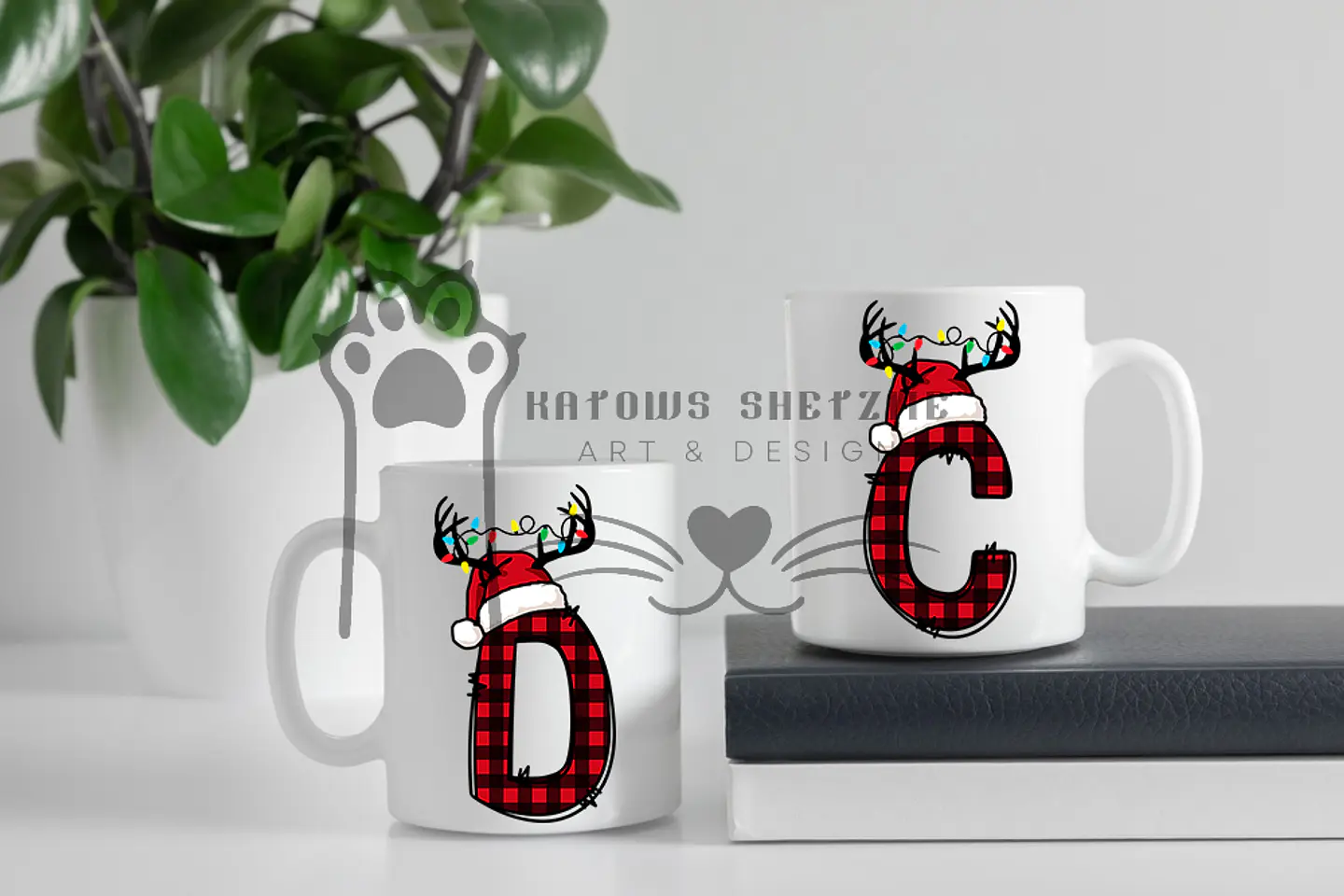 Inicial Rena de Natal -  Caneca Personalizada 2