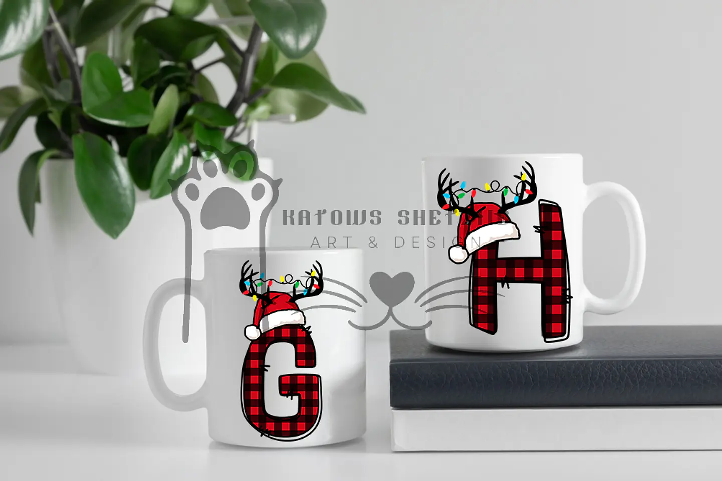 Inicial Rena de Natal -  Caneca Personalizada 4