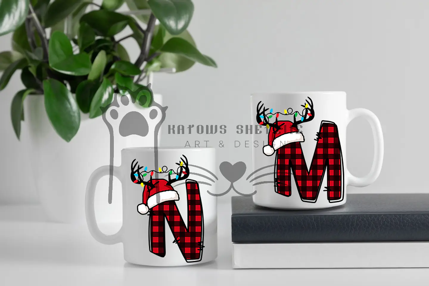 Inicial Rena de Natal -  Caneca Personalizada 7