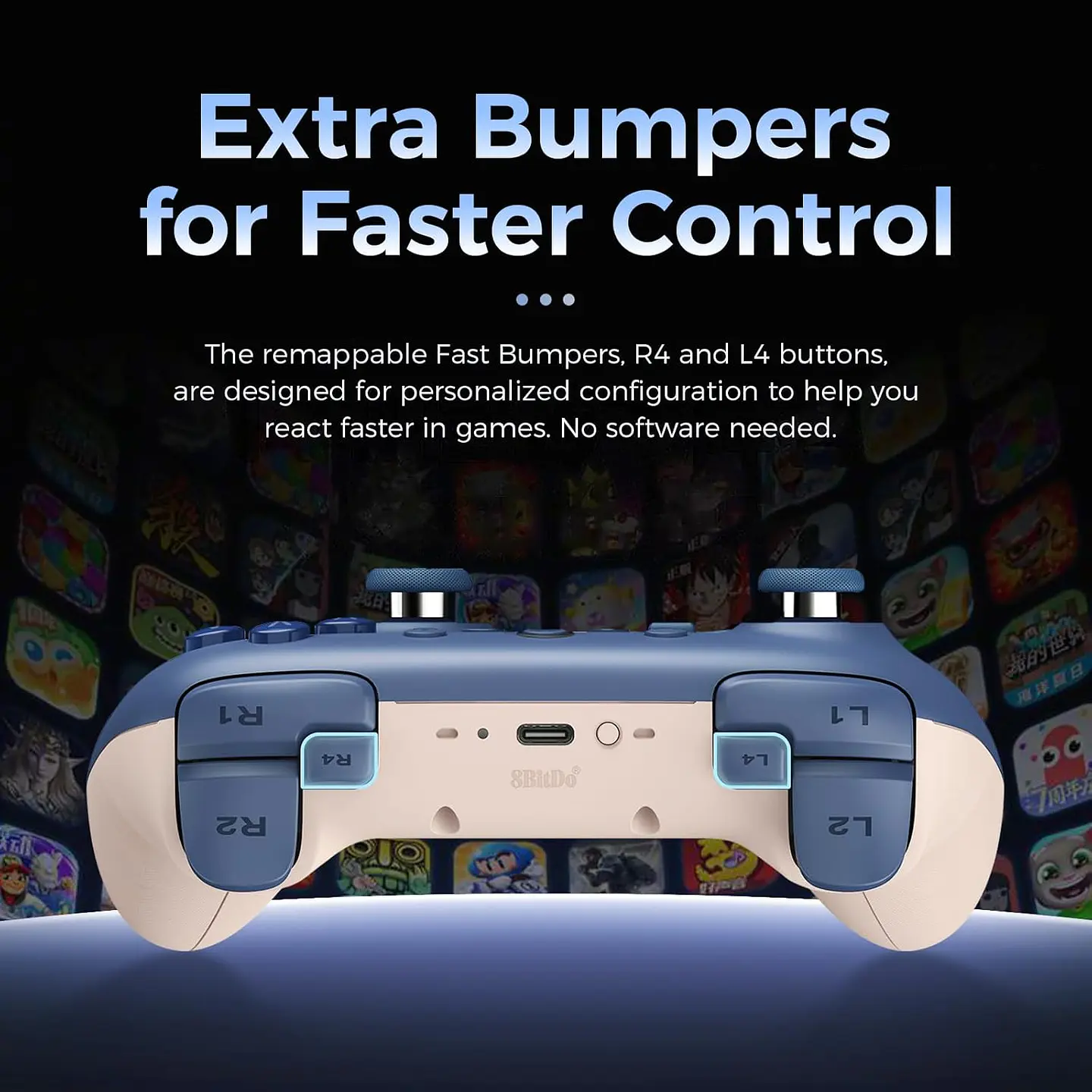 8BitDo Ultimate 2C Controlador Bluetooth para Switch/Switch 2 Blue 4