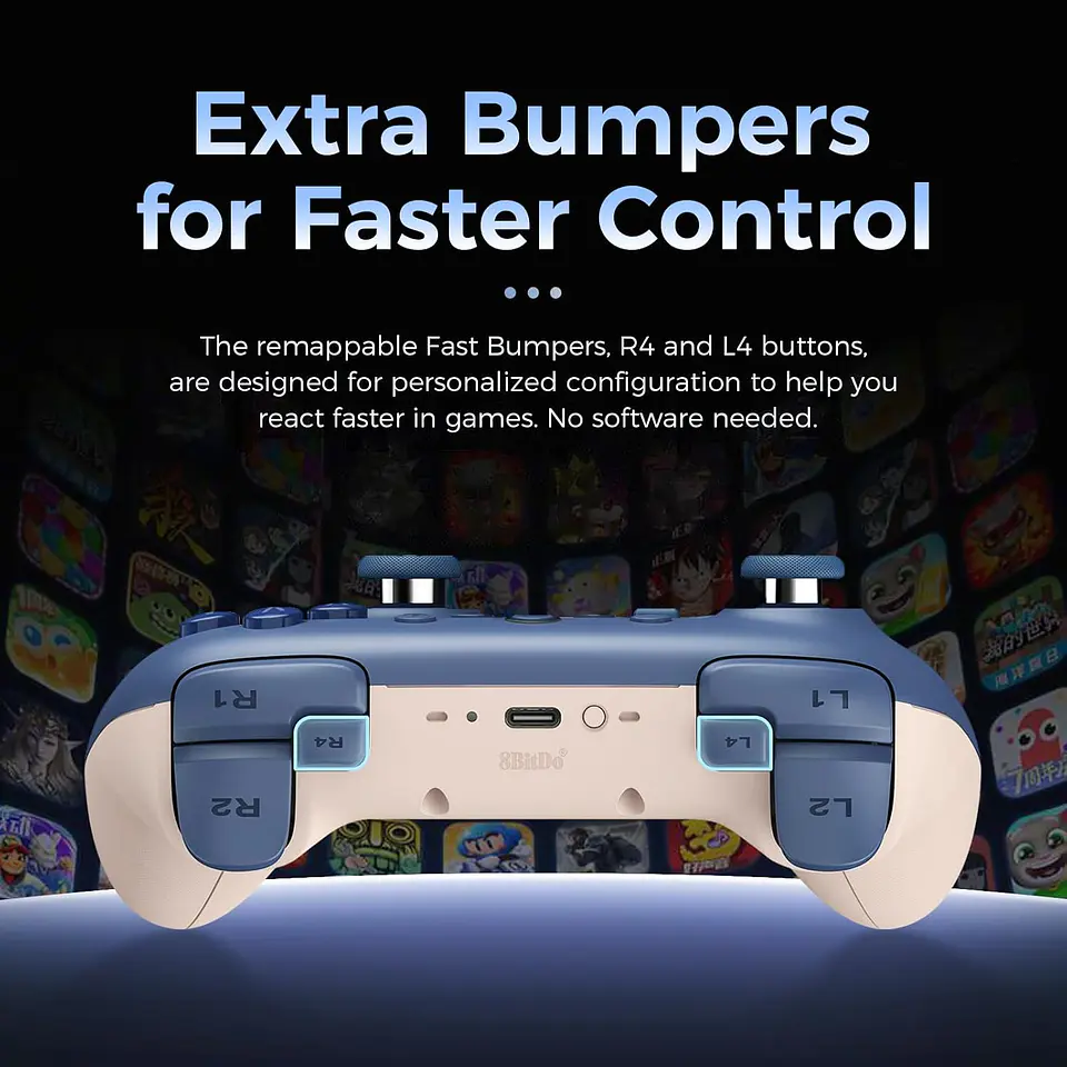 8BitDo Ultimate 2C Controlador Bluetooth para Switch/Switch 2 Blue 4