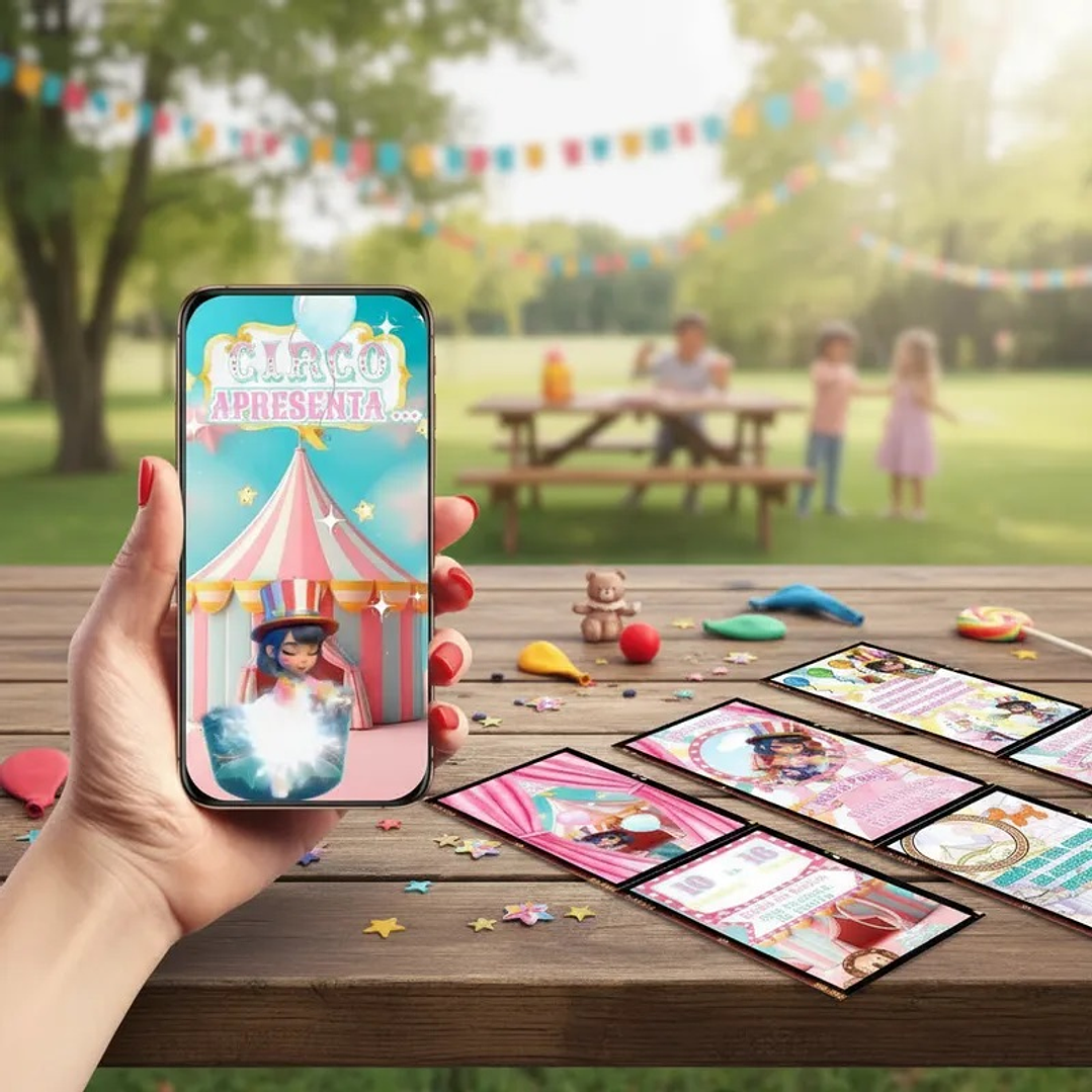 Convite Animado com Música - Circo Rosa  1