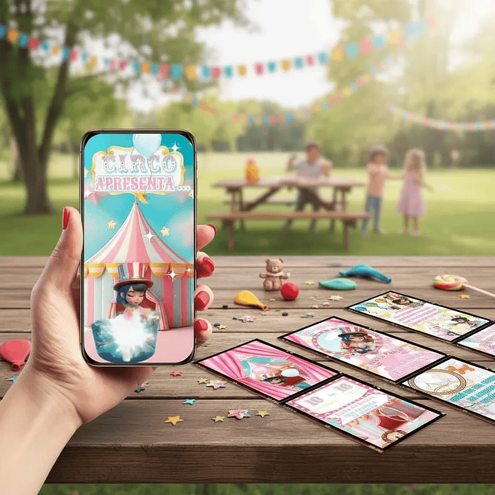 Convite Animado com Música - Circo Rosa  1