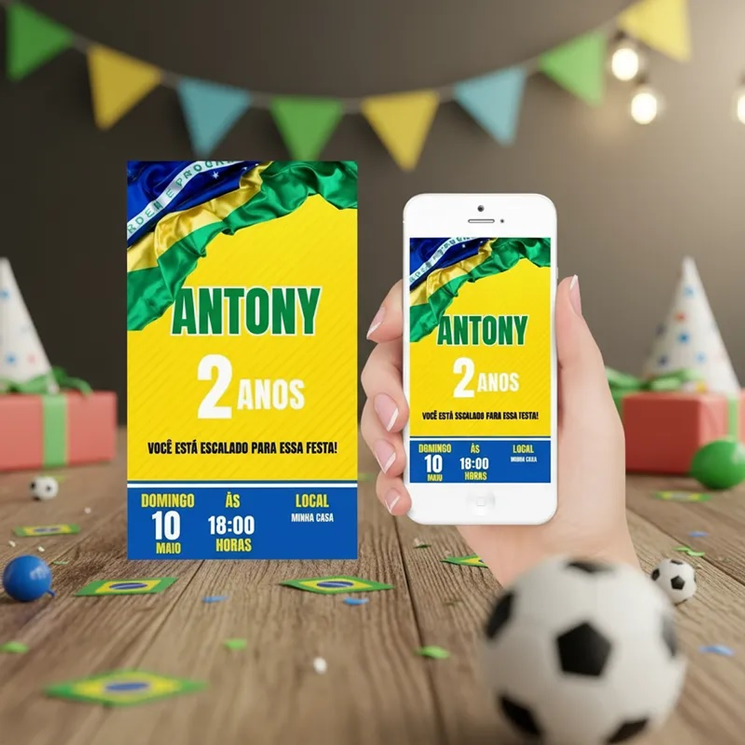 Convite Digital Futebol Brasil Copa do Mundo 1