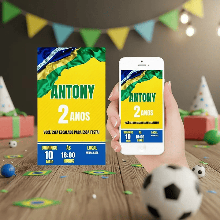Convite Digital Futebol Brasil Copa do Mundo 1