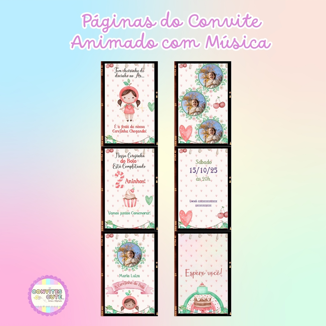 Convite Animado com Música - Cereja Cerejinha 3
