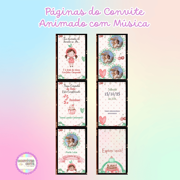 Convite Animado com Música - Cereja Cerejinha 3