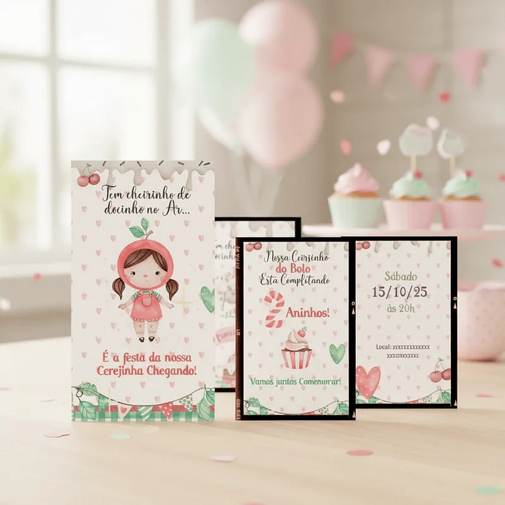 Convite Animado com Música - Cereja Cerejinha 1