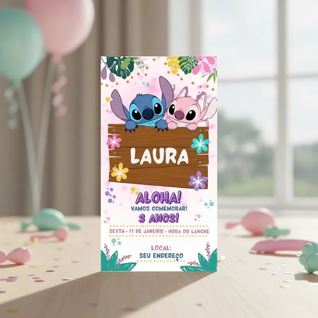 Convite Digital Stitch e Angel 1
