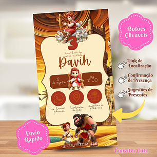 Convite Interativo (COM ou SEM) Sugestão de Presentes - Rei Davi