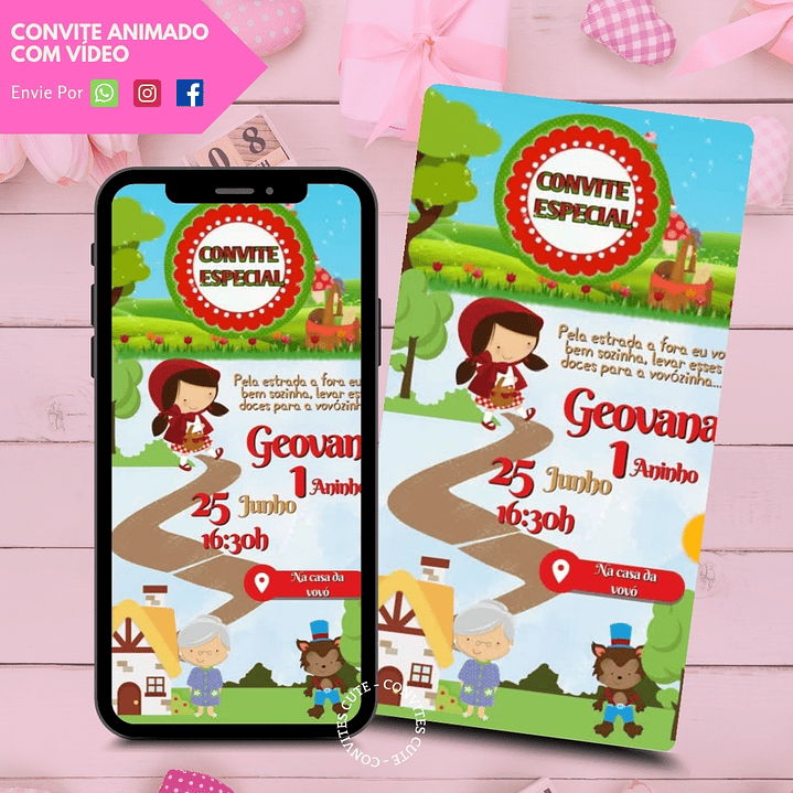 Convite Animado com Vídeo Chapeuzinho Vermelho 2