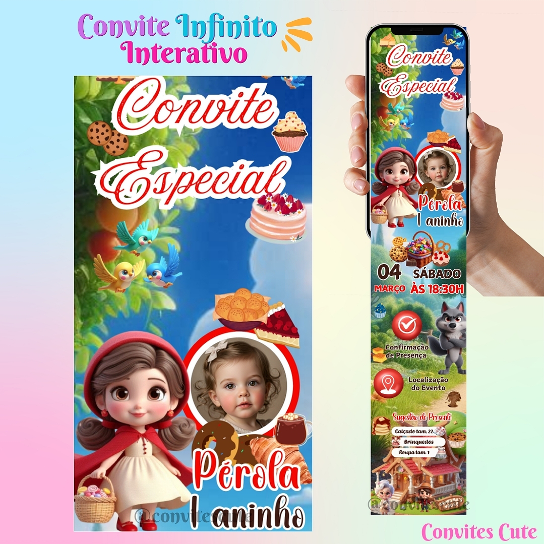 Convite Infinito Interativo Chapeuzinho Vermelho (Com foto) 2