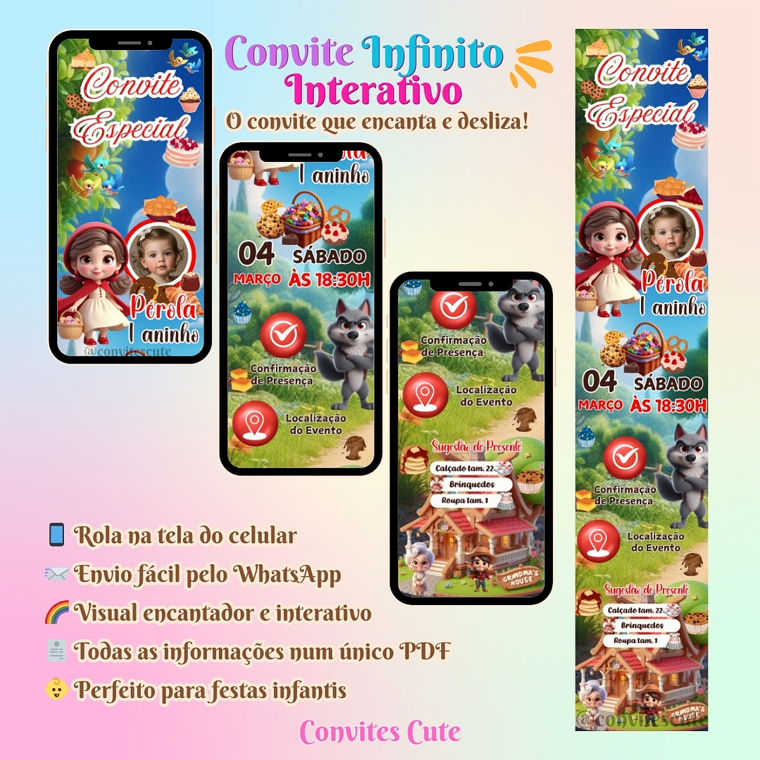 Convite Infinito Interativo Chapeuzinho Vermelho (Com foto) 3