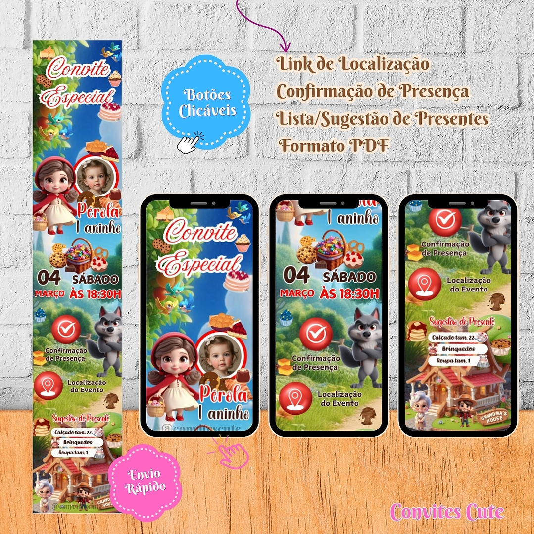 Convite Infinito Interativo Chapeuzinho Vermelho (Com foto) 4