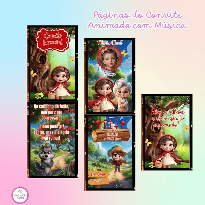 Convite Animado com Música - Chapeuzinho Vermelho  2