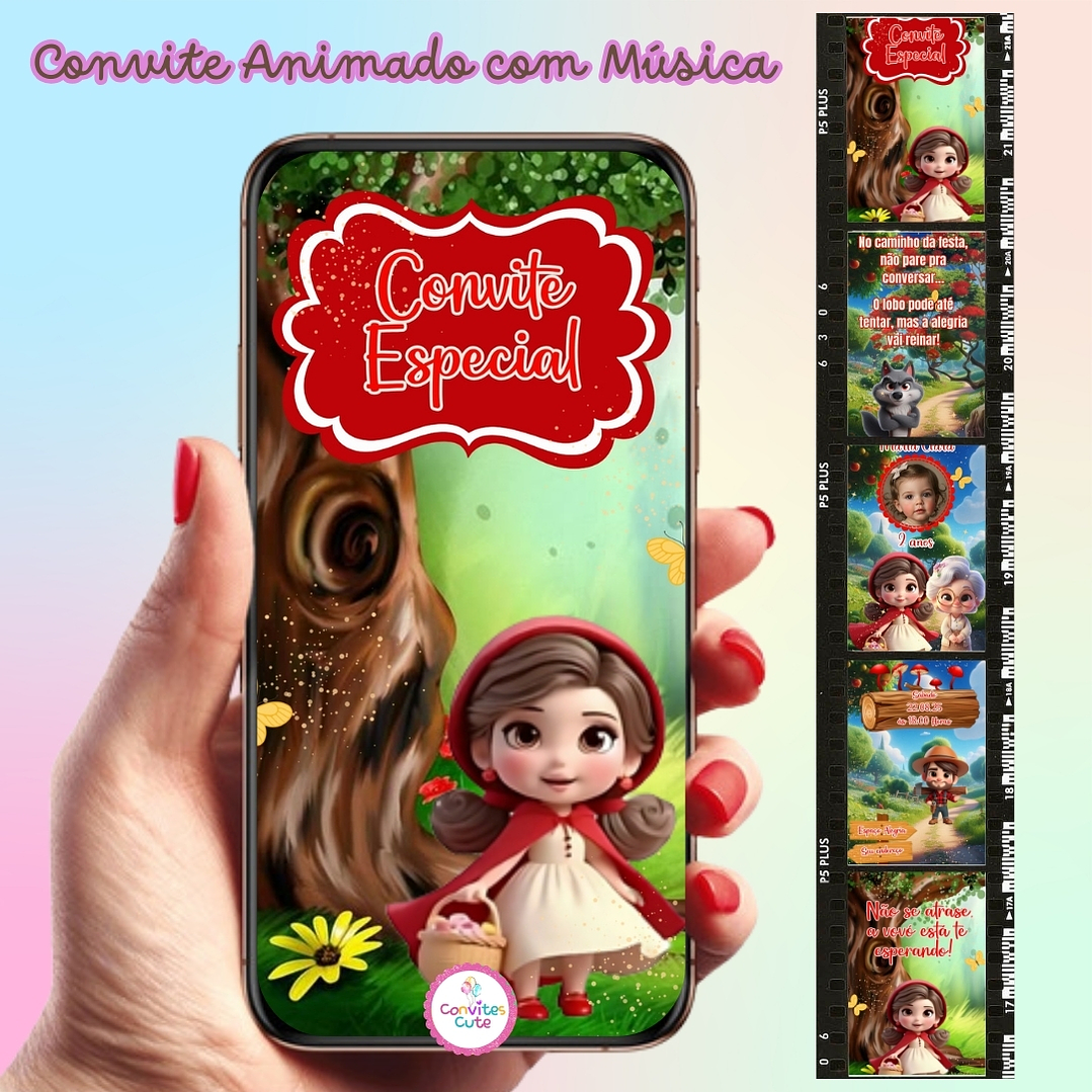 Convite Animado com Música - Chapeuzinho Vermelho  1