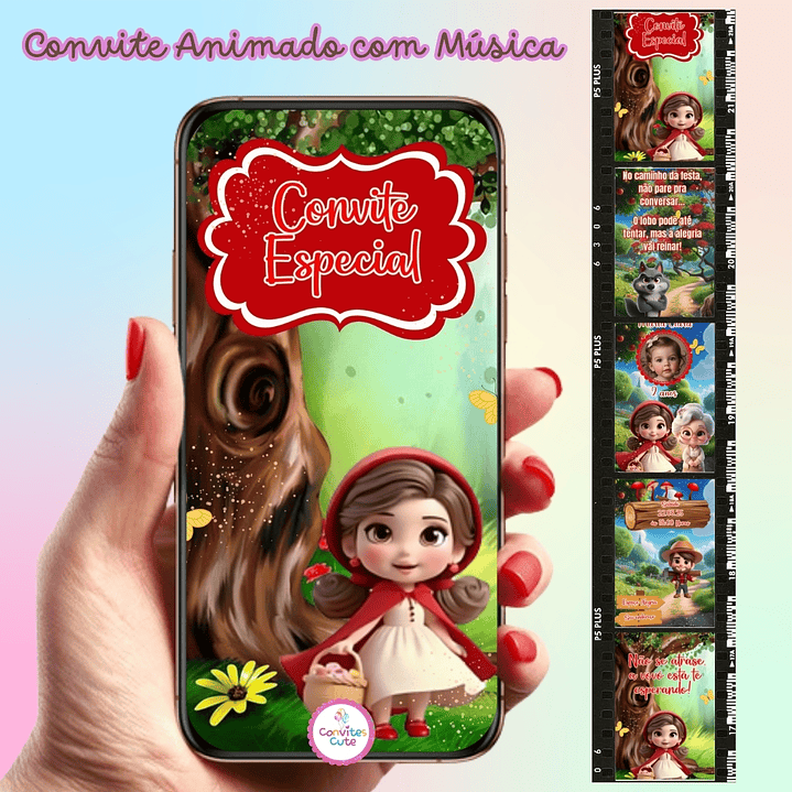 Convite Animado com Música - Chapeuzinho Vermelho  1
