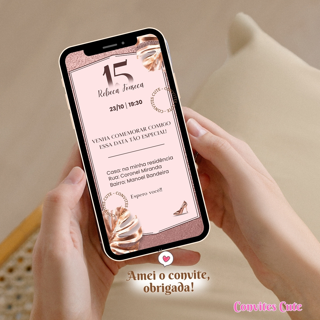 Convite Digital Debutante 15 anos Rosa 3